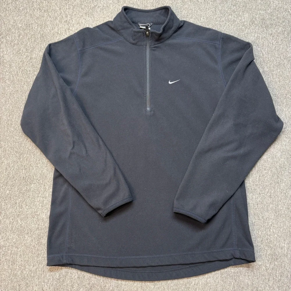 Nike Therma-FIT Mens Large Black Quarter Zip Fleece Pullover H6BID 199311